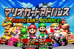 Mario Kart Advance title screen for GameBoy Advance